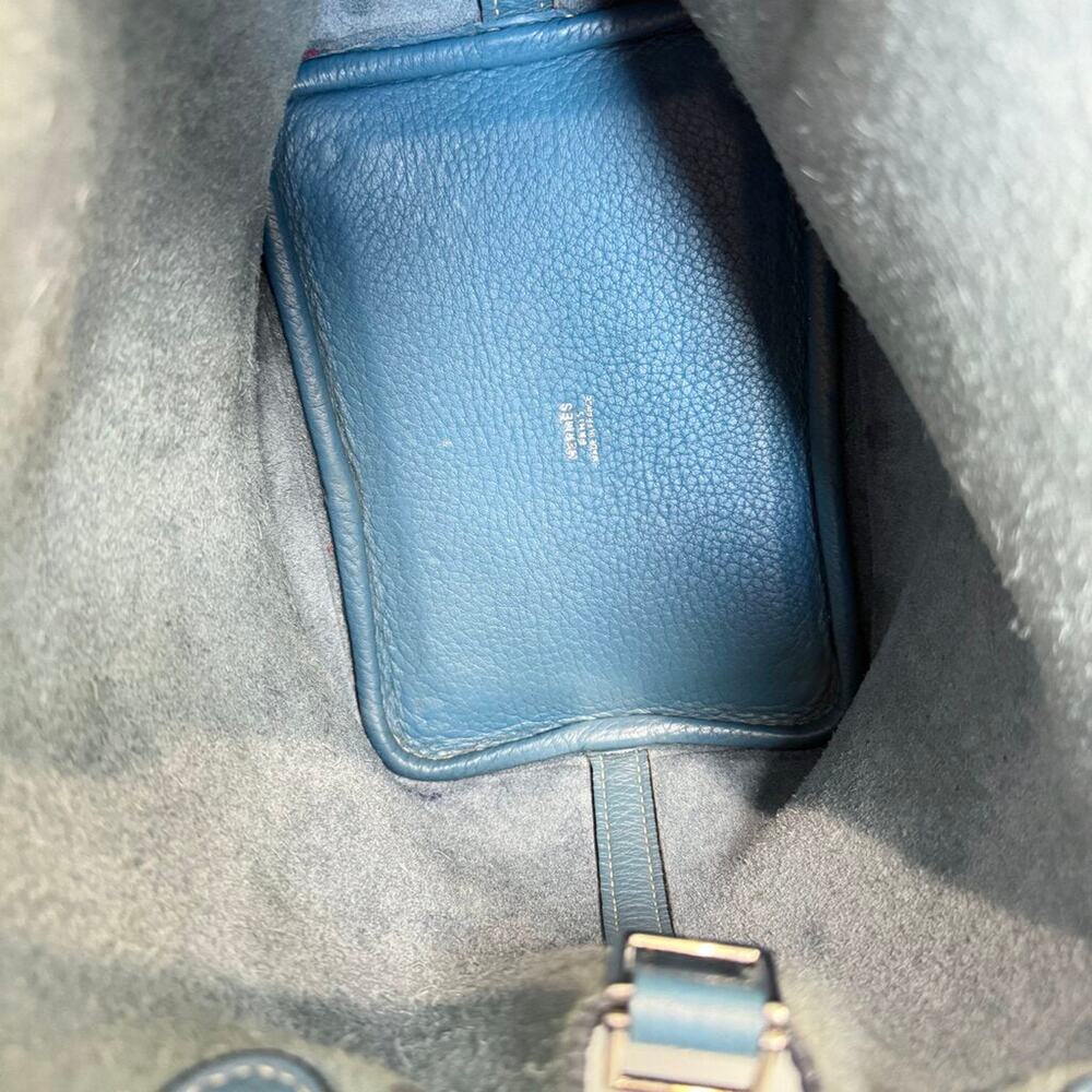 HERMES Vintage Blue Clemence Leather Silver Hardware Picotin Handbag - Picture 8 of 8